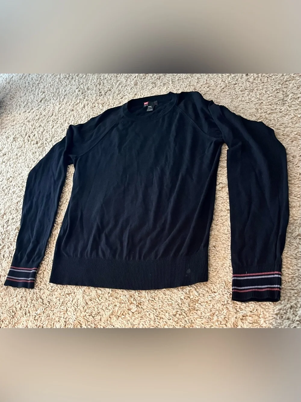 Diesel Black Crewneck Sweater with Subtle Stripe Detail